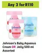 Game Johnson's baby aqueous cream or jelly 500ml assorted-for any 3 offer
