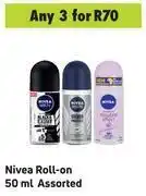 Game Nivea roll assorted-for any 3 x 50ml offer