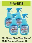 Game Mr.sheen clear view glass/multi surface cleaner-for 4 x 1l offer