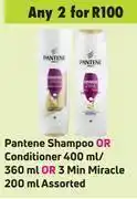 Game Pantene shampoo or conditioner 400ml/360ml or 3 min miracle 200ml assorted-for any 2 offer