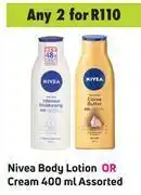Game Nivea body lotion or cream assorted-for any 2 x 400ml offer