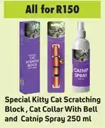 Game Special kitty cat scratching block,cat collar with bell & catnip spray 250ml-for all offer