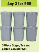 Game 3 piece sugar, tea & coffee canister set-for any 2 offer