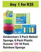 Game Goldenmarc 3 pack netted sponge, 6 pack plastic scourer or 10 pack rainbow sponge-for any 1 offer