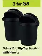 Game Otima 12l flip top dustbin with handle-for 2 offer
