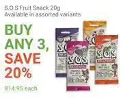S.o.s fruit snack-3 x 20g