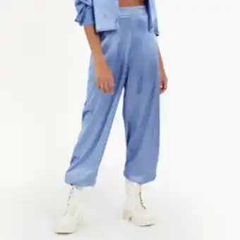 The FIX Women's blue co-ord soft satin joggers offer
