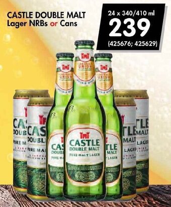Makro’s liquor CASTLE Double Malt Lager NRBS or Cans 24 x 340 / 410ml offer