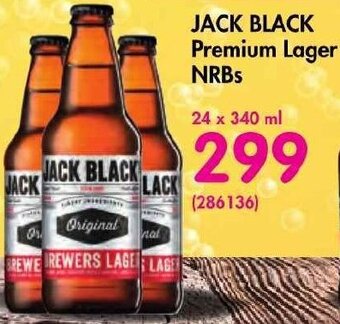 JACK BLACK Premium Lager NRBs 24 x 340ml