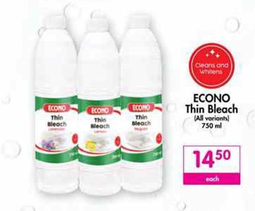 ECONO Thin Bleach all variants 750ml offer at Makro