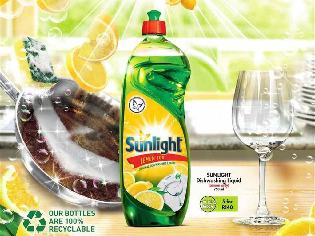 SUNLIGHT Dishwashing Liquid Lemon 5 x 750ml offer at Makro