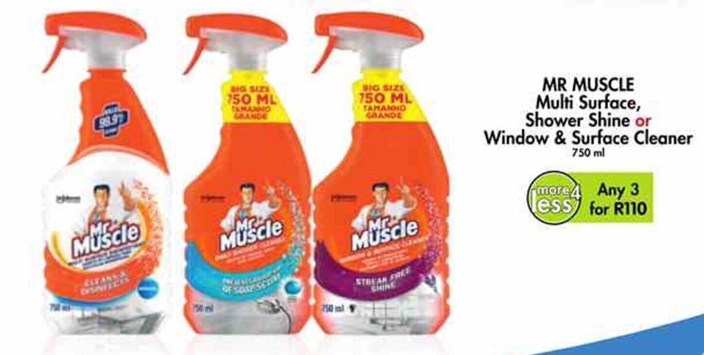 MR MUSCLE Multi Surface Shower Shine or Window & Surface Cleaner any 3