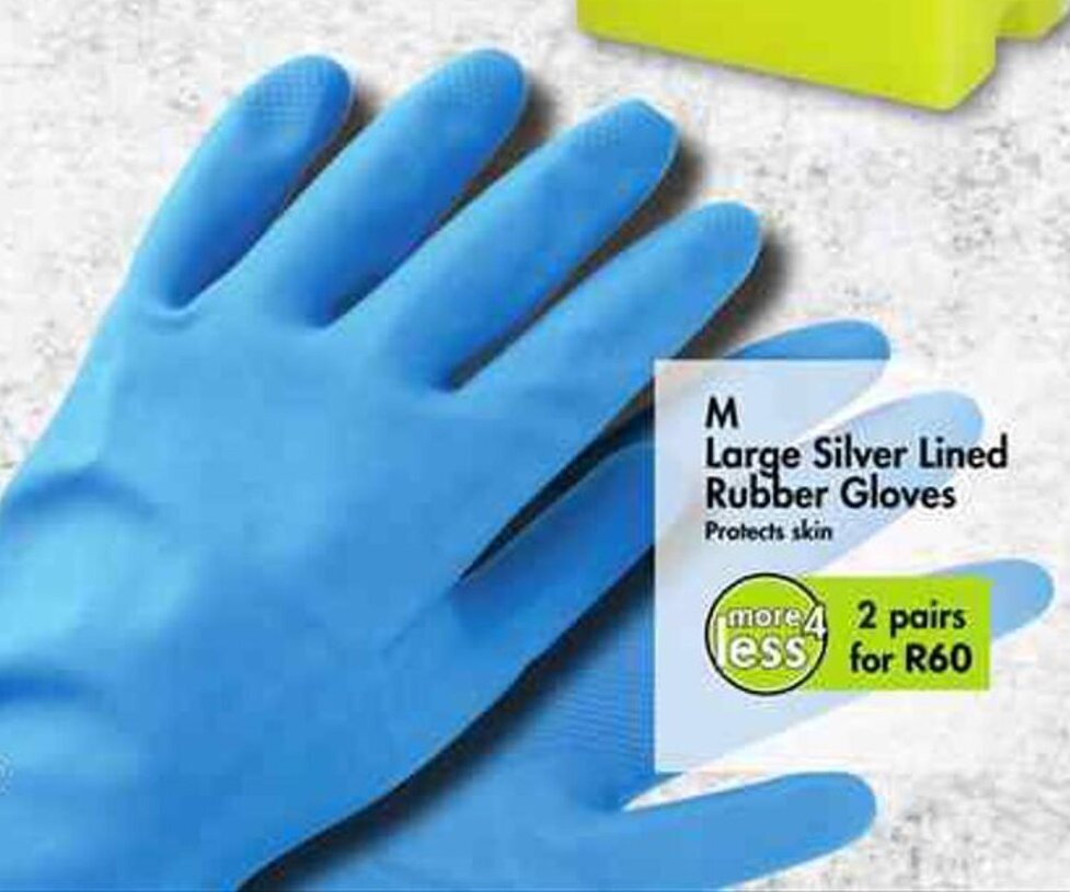 M Large Silver Lined Rubber Gloves 2 pairs offer at Makro
