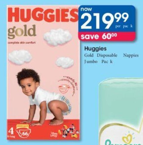 HUGGIES Gold Disposable Nappies Jumbo Pack offer at Clicks
