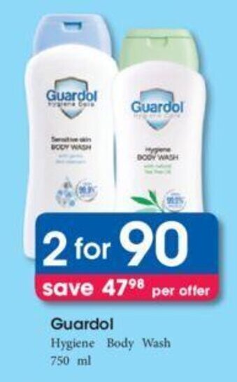 Clicks Guardol Hygiene Body Wash 2 x 750ml offer