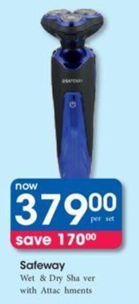 Clicks Safeway Wet & Dry Shaver with Attachments offer