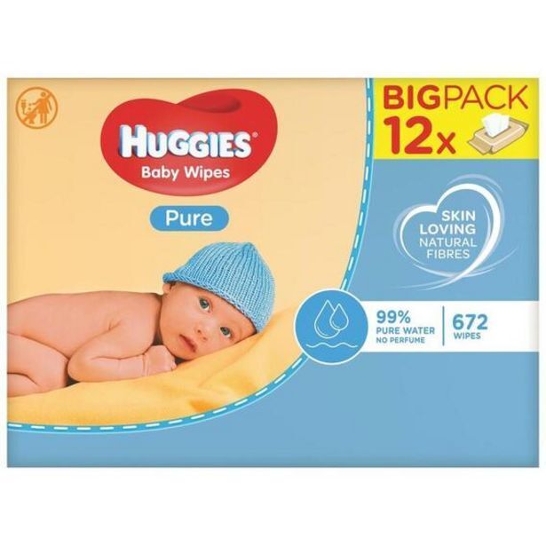 Huggies huggies 12pk pure wipes 256 offer at Game
