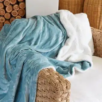 Whitehouse Sherpa fleece blanket (150 x 200cm) duck egg offer