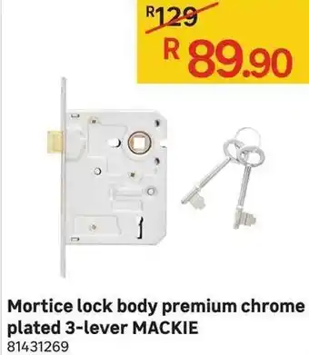 Leroy Merlin Mortice Lock Body Premium Chrome Plated 3-Lever Mackie offer