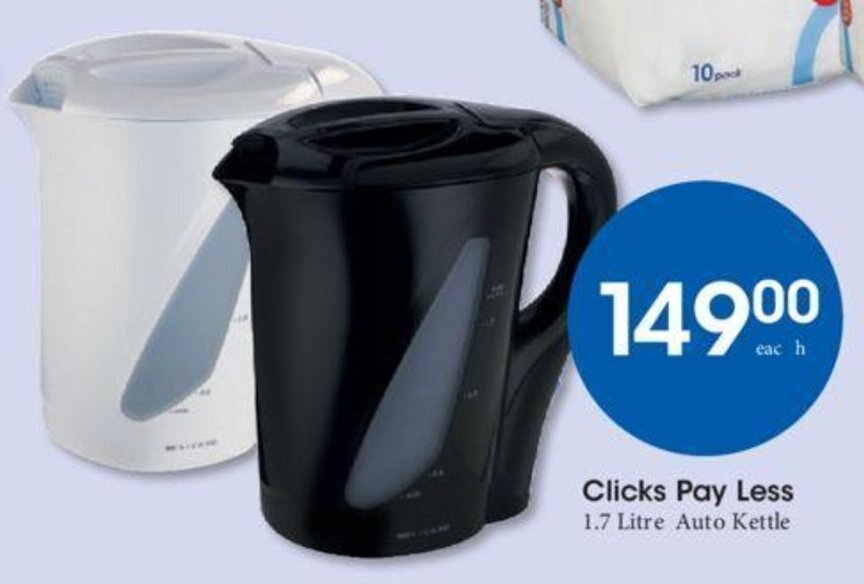 Clicks+ Auto Kettle 1.7 litre offer at Clicks