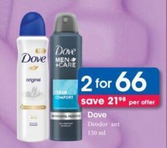 Clicks Dove Deodorant 2 x 150ml offer