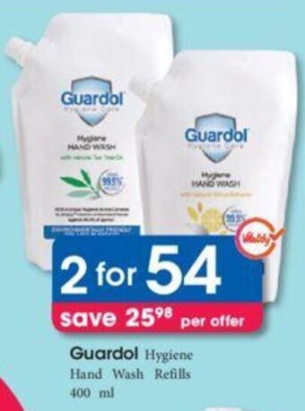 Clicks Guardol Hygiene Hand Wash Refills 2 x 4ooml offer