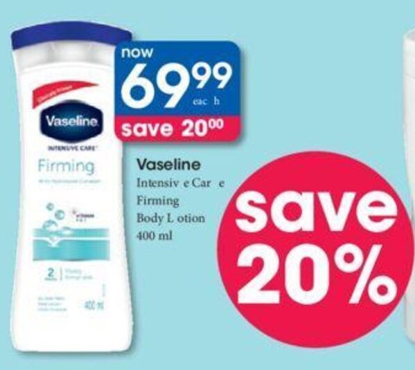 Vaseline Intensive Care Firming Body Lotion 400ml offer at Clicks
