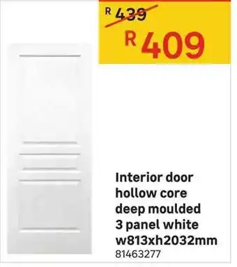 Leroy Merlin Interior Door Hollow Core Deep Moulded 3 Panel White W813xH2032mm offer