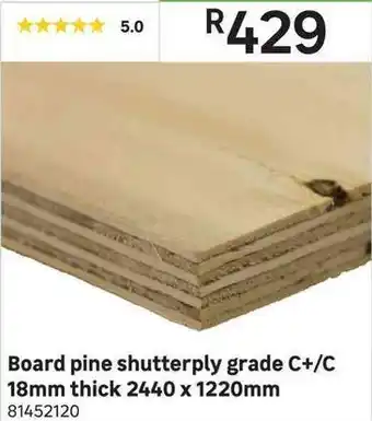 Leroy Merlin Board Pine Shutterply Grade C+/C18mm Thick 2440x 1220mm offer