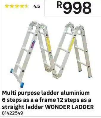 Leroy Merlin Wonder Ladder Aluminum Ladder 6steps as a Frame 12steps as a Straight Ladder offer