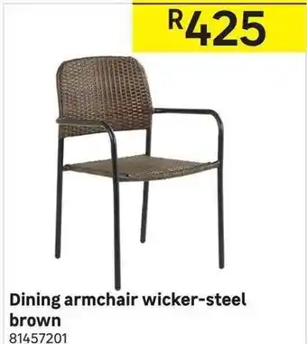 Dining Armchair Wicker-Steel Brown