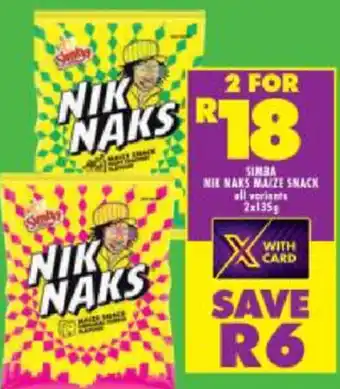 Shoprite Simba Nik Naks Maize Snack 2x 135g offer
