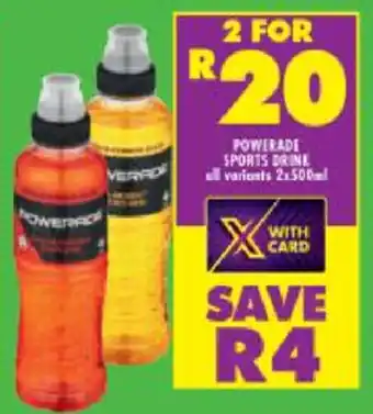 Shoprite Powerade Sports Drink 2x 500ml offer