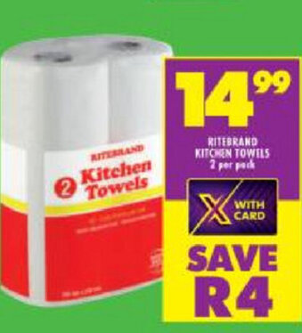 Shoprite RiteBrand Kitchen Towels 2 per pack offer