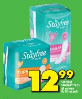 Shoprite StayFree Sanitary Pads 8/10 per pack offer