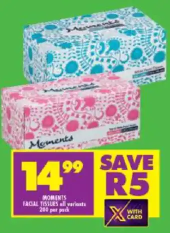 Shoprite Moments Facial Tissues 200 per pack offer