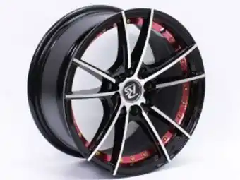 Autostyle 15″ ewt 10559 4/100 & 4/114 black machine face with red undercut alloy wheels offer