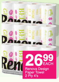 Save Renova Design Paper Towel 2 Ply 4's offer
