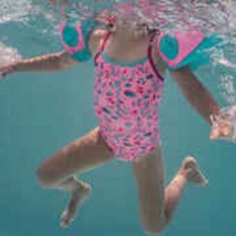 Decathlon Baby girls' one-piece swimsuit - pink with print offer