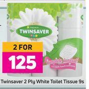 Game Twinsaver 2 ply white toilet tissue-for 2 x 9's pack offer