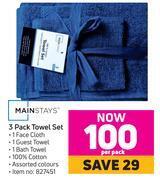 Game Mainstays 3 pack towel set-per pack offer