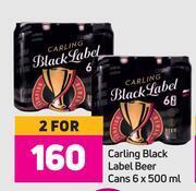 Game Carling black label beer cans-for 2 x 6 x 500ml offer