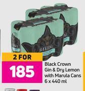 Game Black crown gin & dry lemon with marula cans-for 2 x 6 x 440ml offer