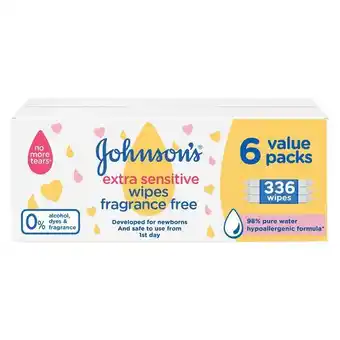 Takealot Johnson's baby wipes extra sensitive 6 value pack 366 wipes offer