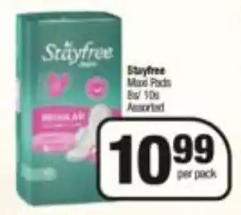 Spar Stayfree Pads assorted 8's / 10's per pack offer
