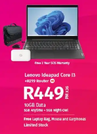 Vodacom Lenovo Ideapad Core i3 +219 Router offer