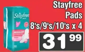Advance Cash n Carry Stayfree Pads 8's / 9's / 10's / x 4 offer