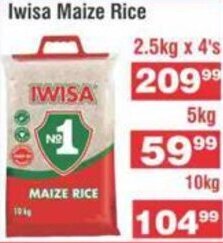Advance Cash n Carry Iwisa Maize Rice 2.5kg x 4's offer