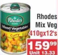 Rhodes Mixed Vegetables 410g x 12's