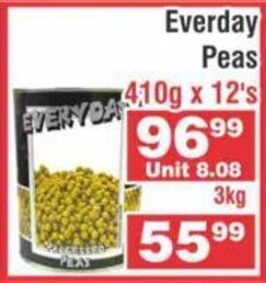 Advance Cash n Carry Everyday Peas 410g x 12's offer